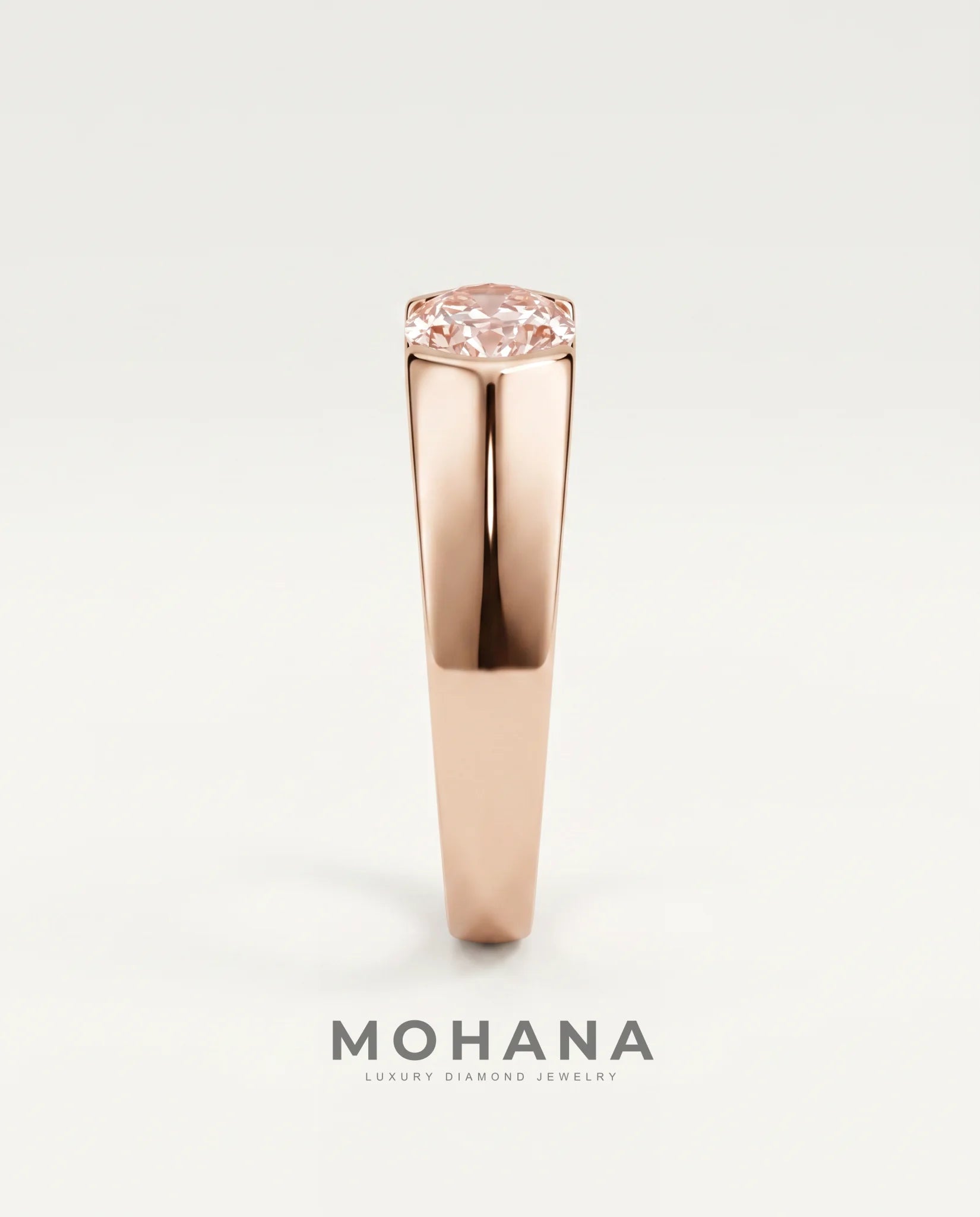 Ready to Ship 1.5 Carat Fancy Vivid Pink East-West Oval Solitaire Rose Gold Ring — view 4