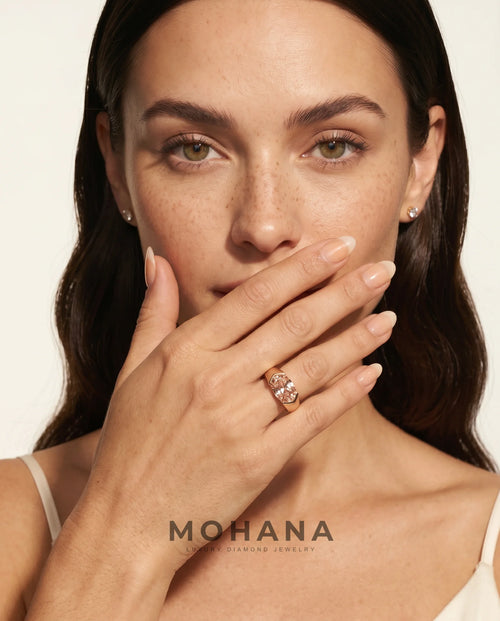 Ready to Ship 1.5 Carat Fancy Vivid Pink East-West Oval Solitaire Rose Gold Ring — view 8