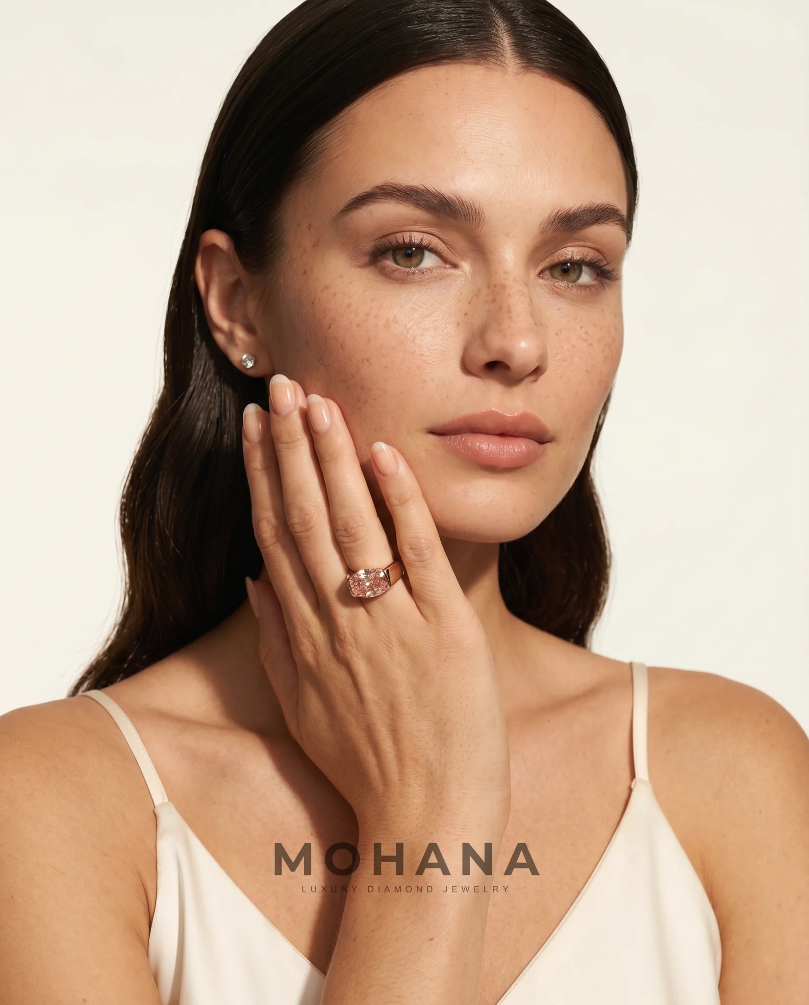 Ready to Ship 1.5 Carat Fancy Vivid Pink East-West Oval Solitaire Rose Gold Ring — view 7