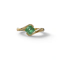 1.5 Carat Green Asscher Cut Half Bezel Lab Grown Diamond Ring - Aquarius - 10K Solid Gold / Yellow Gold