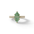 1.5 Carat Green Marquise Cut Lab Diamond Hidden Halo & Pave Ring - Ash - 10K Solid Gold / Yellow Gold