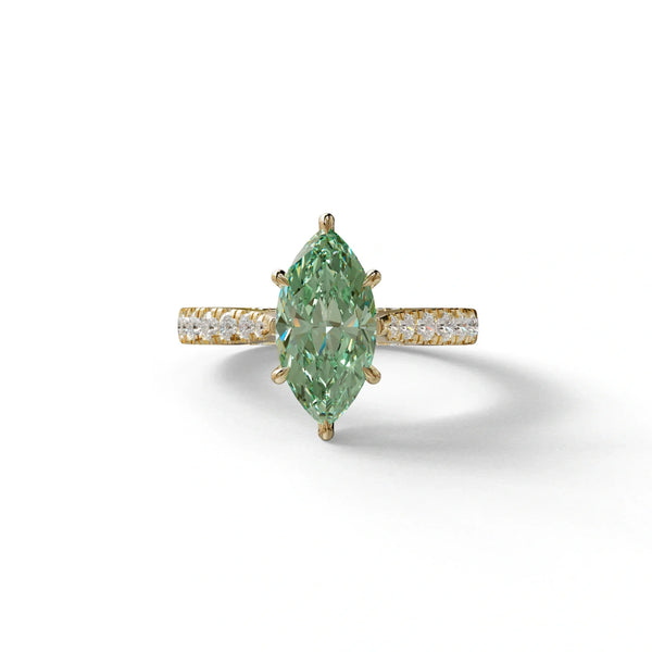 1.5 Carat Green Lab Grown Diamond Engagement Ring – Marquise Cut Hidden Halo | Ash