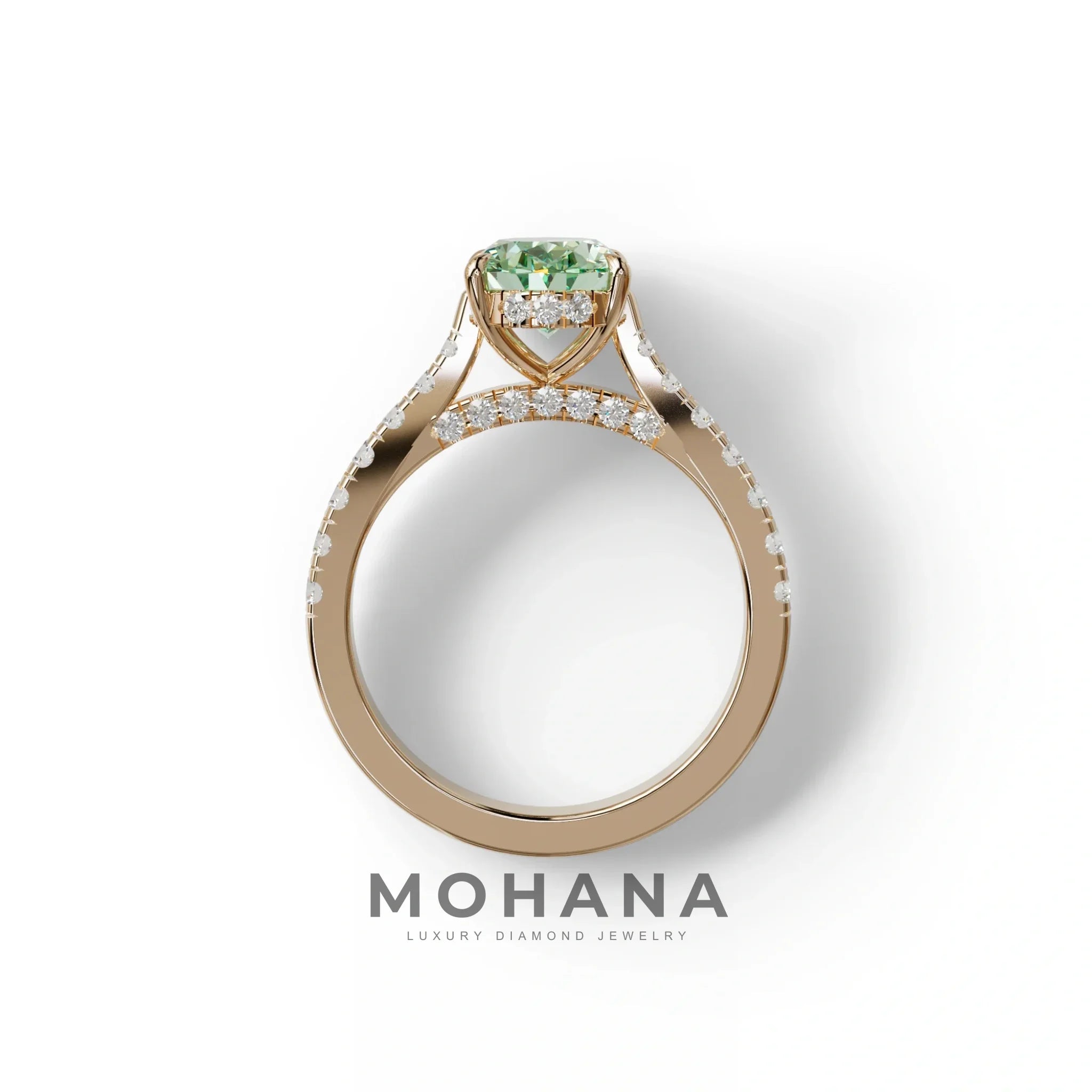 1.50 Carat Green Oval Cut Lab Diamond Engagement Ring - Scorpio