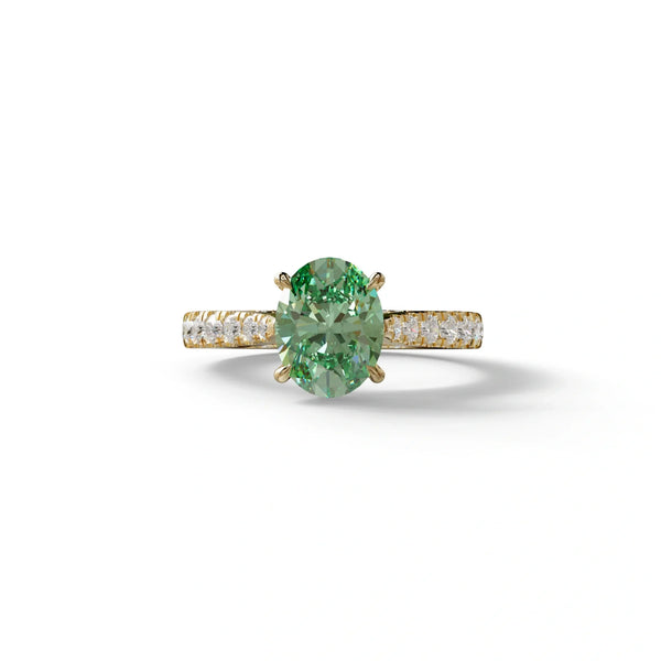 1.5 Carat Green Lab Grown Diamond Engagement Ring – Oval Cut Solitaire | Scorpio