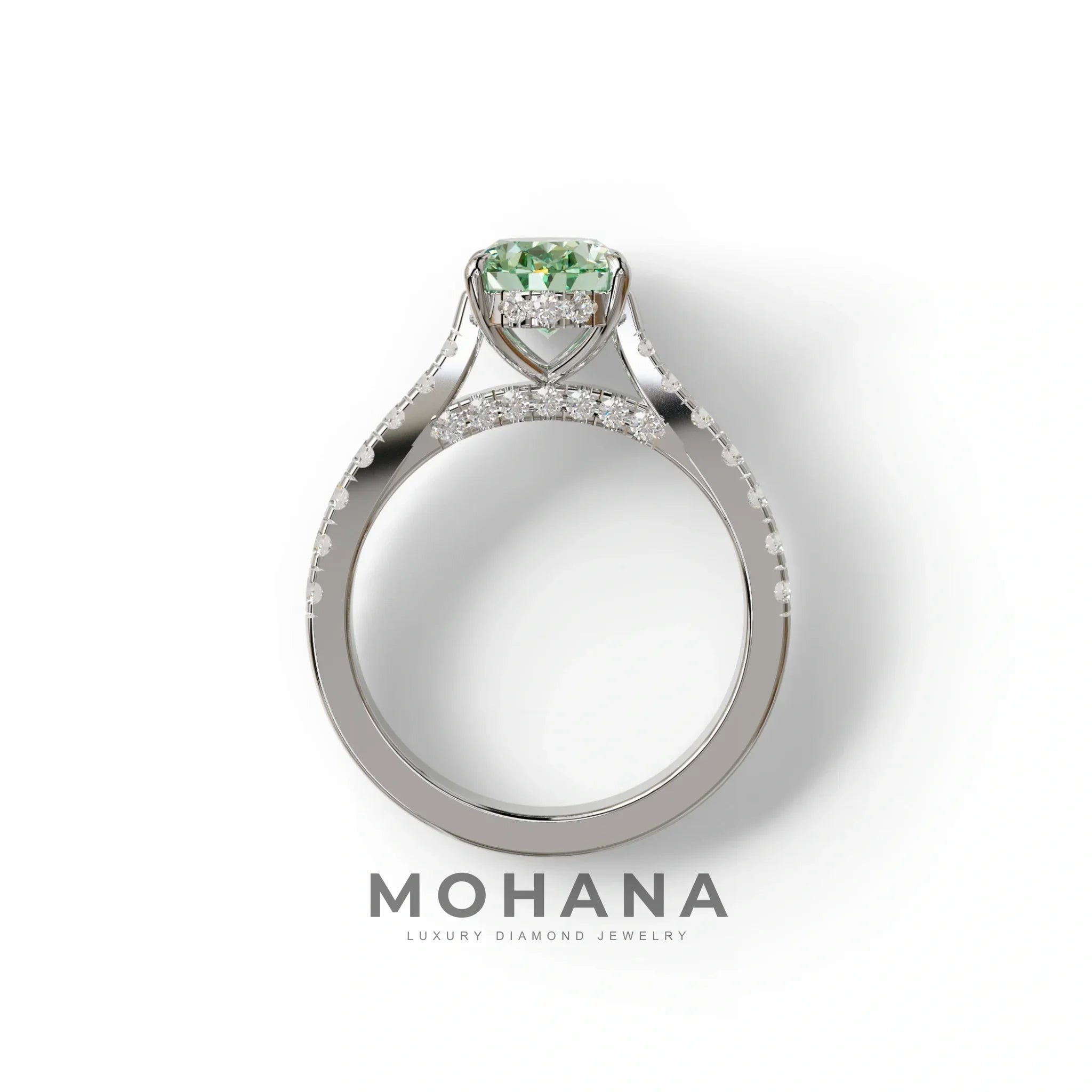 1.50 Carat Green Oval Cut Lab Diamond Engagement Ring - Scorpio