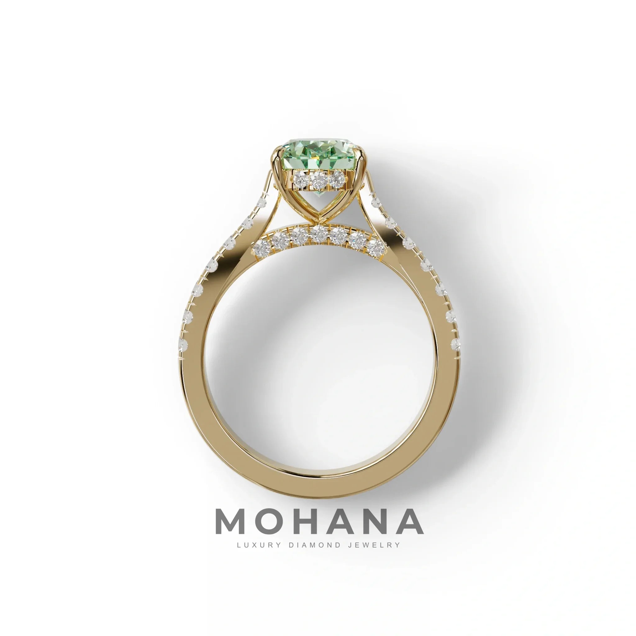 1.50 Carat Green Oval Cut Lab Diamond Engagement Ring - Scorpio