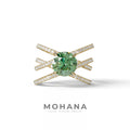 1.5 Carat Green Round Cut Criss Cross Lab Diamond Ring - Elegant - 10K Solid Gold / Yellow Gold