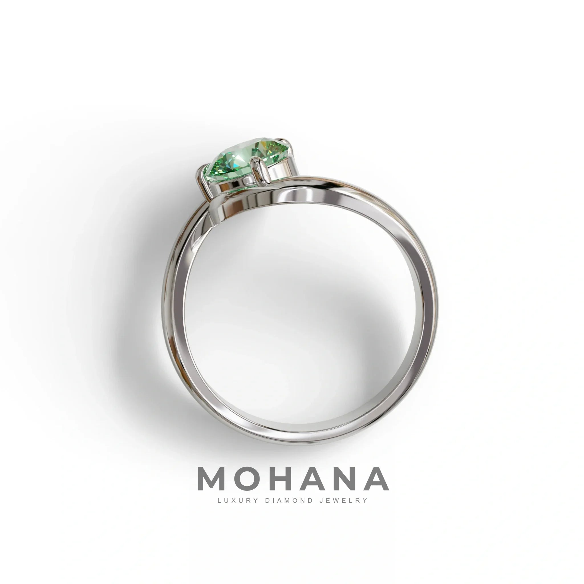 1.5 Carat Green Round Cut Solitaire Lab Diamond Ring - Tauras