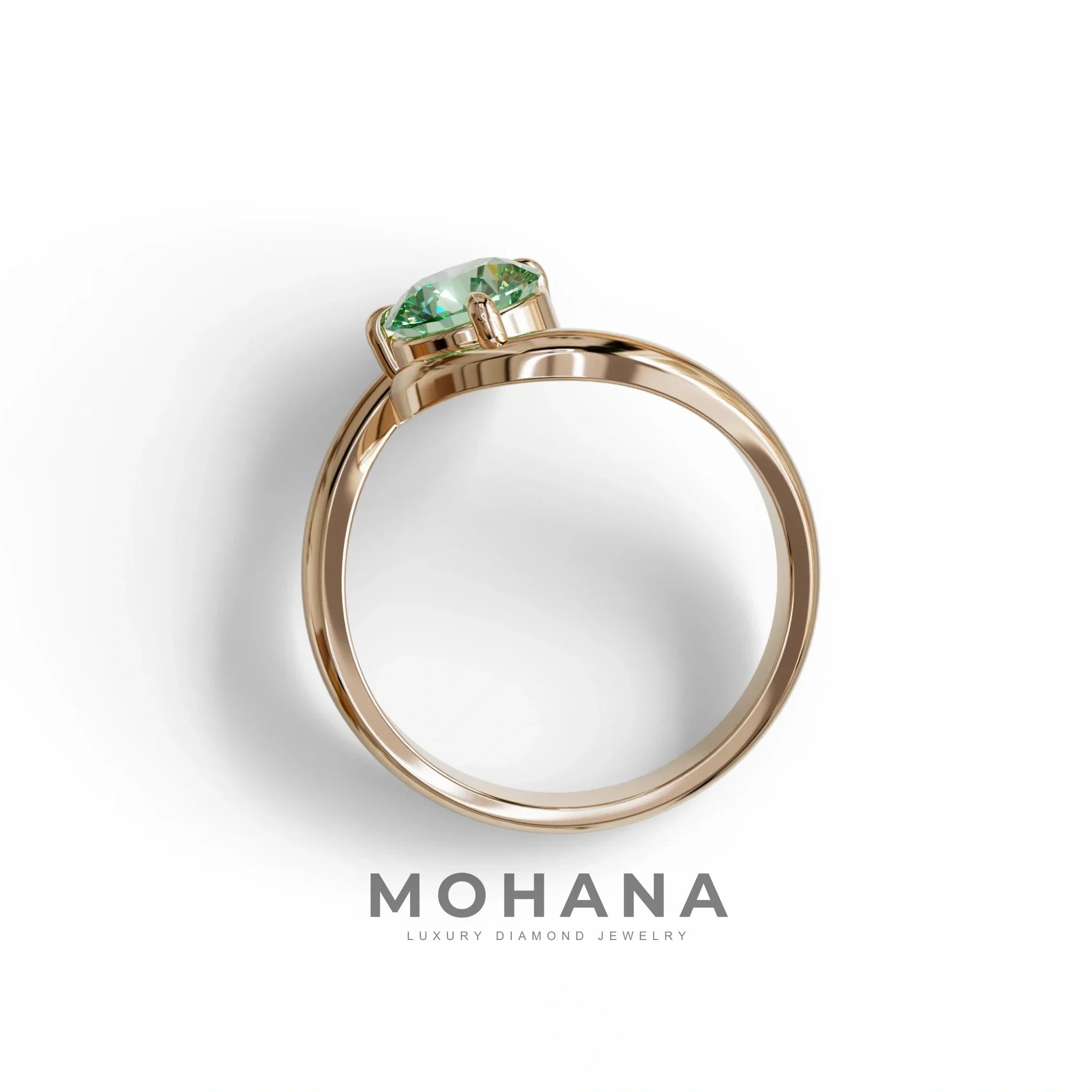 1.5 Carat Green Round Cut Solitaire Lab Diamond Ring - Tauras