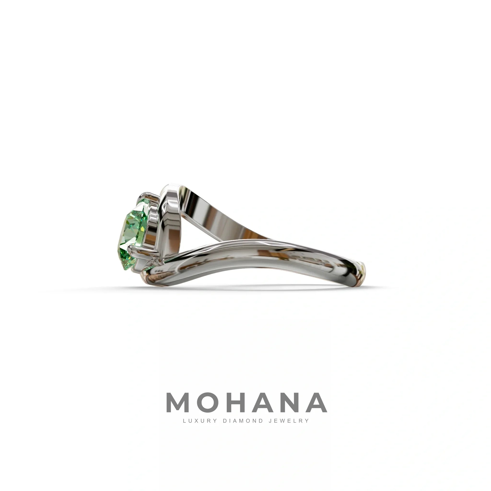 1.5 Carat Green Round Cut Solitaire Lab Diamond Ring - Tauras