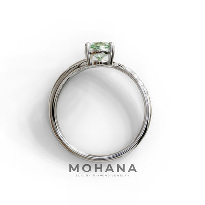 1.5 Carat S-Curve Green Oval Diamond Pave-set Diamond Ring - Bypass