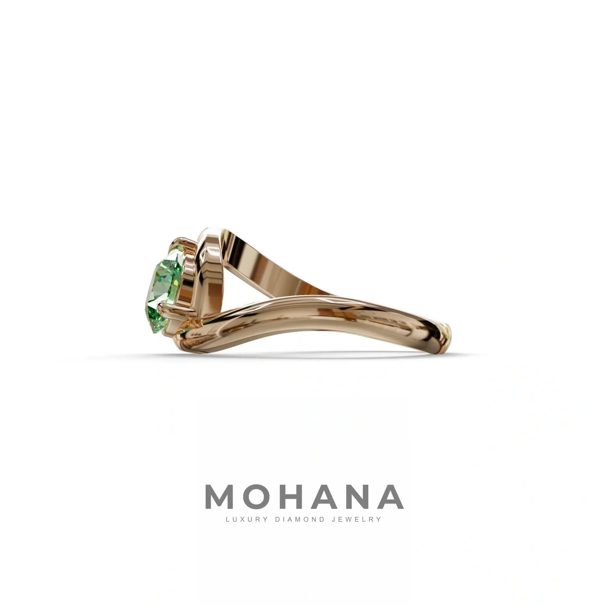 1.5 Carat Green Round Cut Solitaire Lab Diamond Ring - Tauras