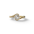 1.5 Carat E VVS Asscher Cut Half Bezel Lab Grown Diamond Ring - Aquarius - 10K Solid Gold / Yellow Gold
