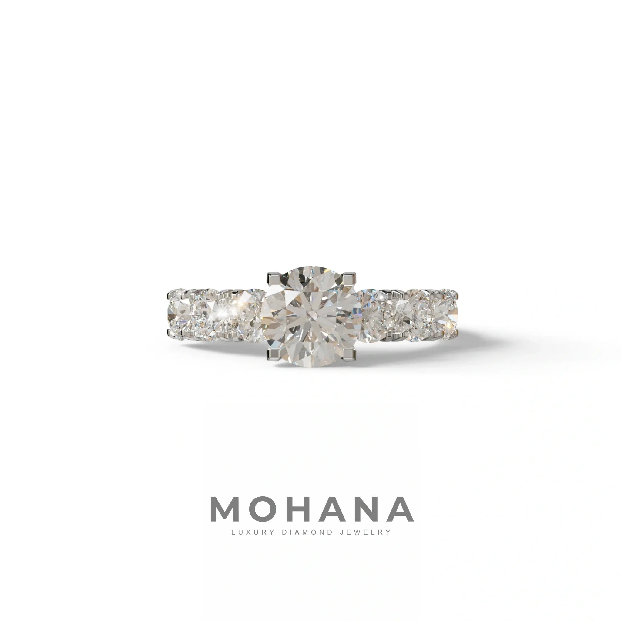 1.50 Carat LaB Diamond Engagement Ring - Angeleno - 10K Solid Gold / White Gold