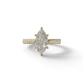 1.5 Carat E-VVS Marquise Cut Lab Diamond Hidden Halo & Pave Ring - Ash - 10K Solid Gold / Yellow Gold