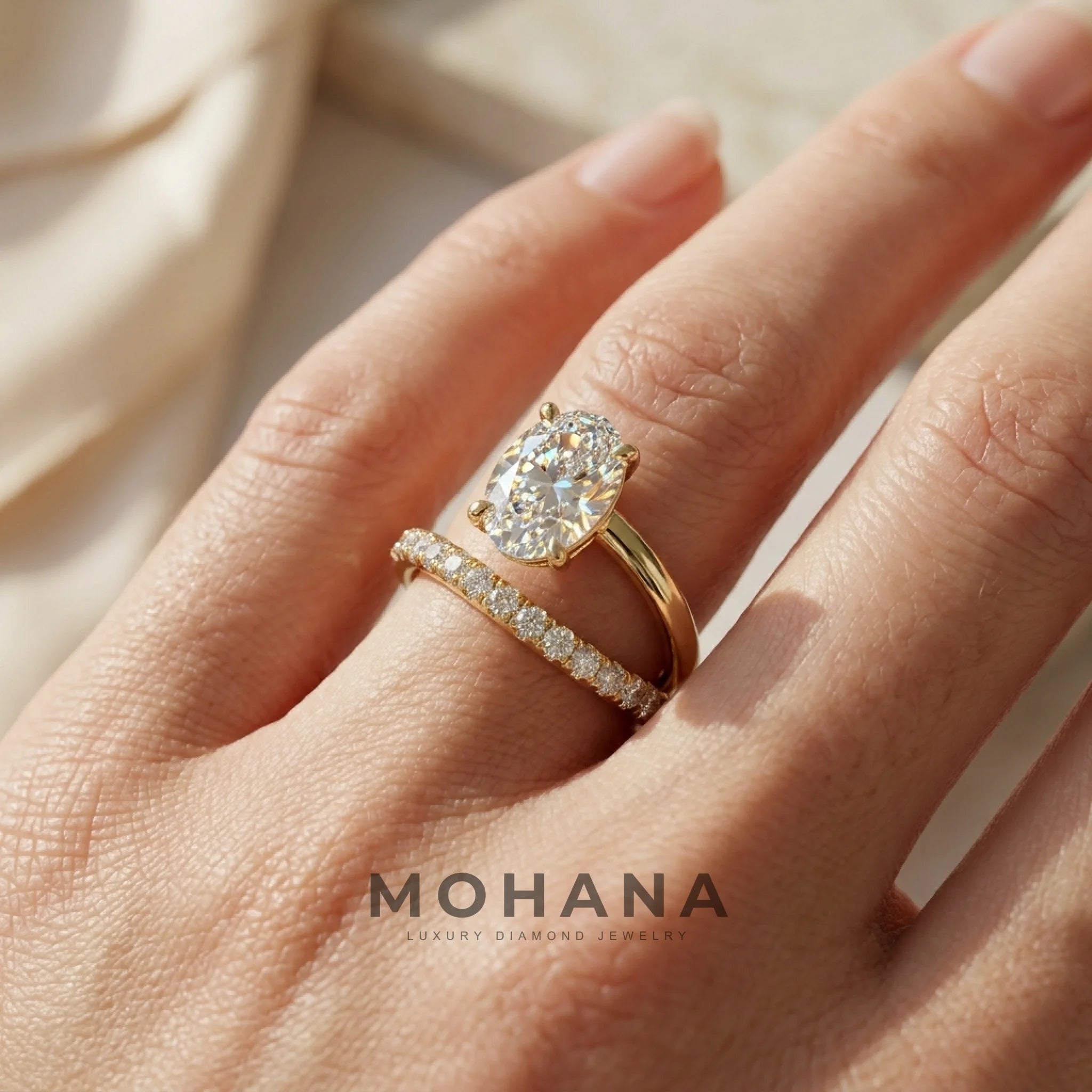1.5 Carat E VVS Oval Cut Lab Diamond Bypass Ring – Pavé Wrap Design
