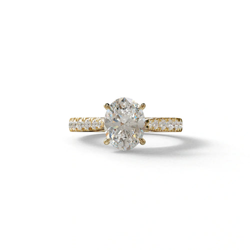 1.50 Carat E VVS Oval Cut Lab Diamond Engagement Ring - Scorpio - 10K Solid Gold / Yellow Gold