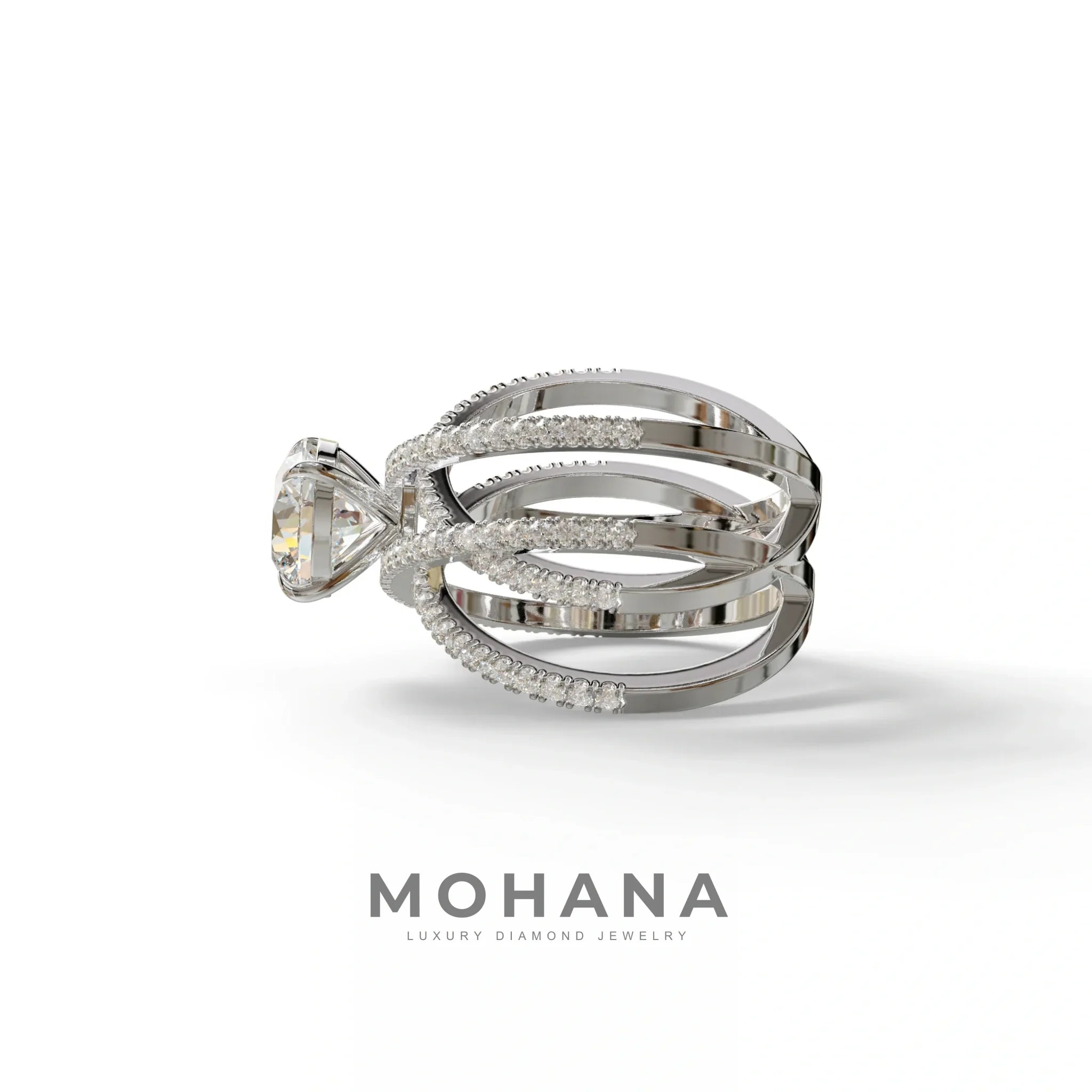 1.5 Carat Round Cut Criss Cross Lab Diamond Ring - Elegant