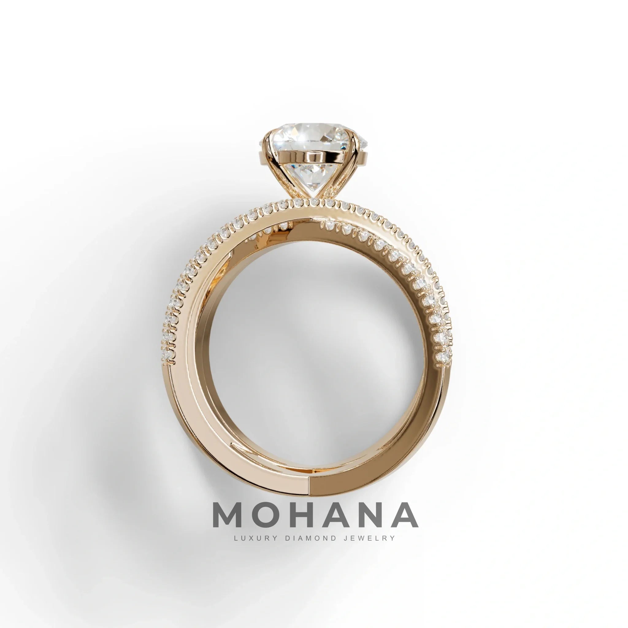 1.5 Carat Round Cut Criss Cross Lab Diamond Ring - Elegant