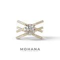 1.5 Carat Round Cut Criss Cross Lab Diamond Ring - Elegant - 10K Solid Gold / Yellow Gold