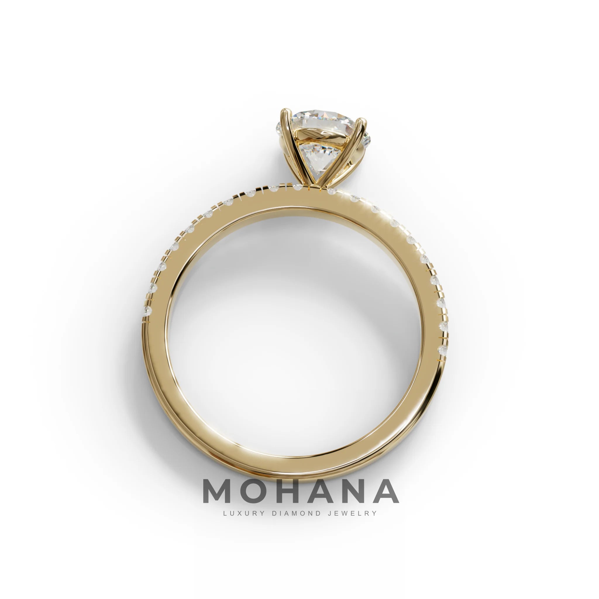 1.5 Carat E VVS Round Lab Diamond Ring - Classic Pave Set Ring