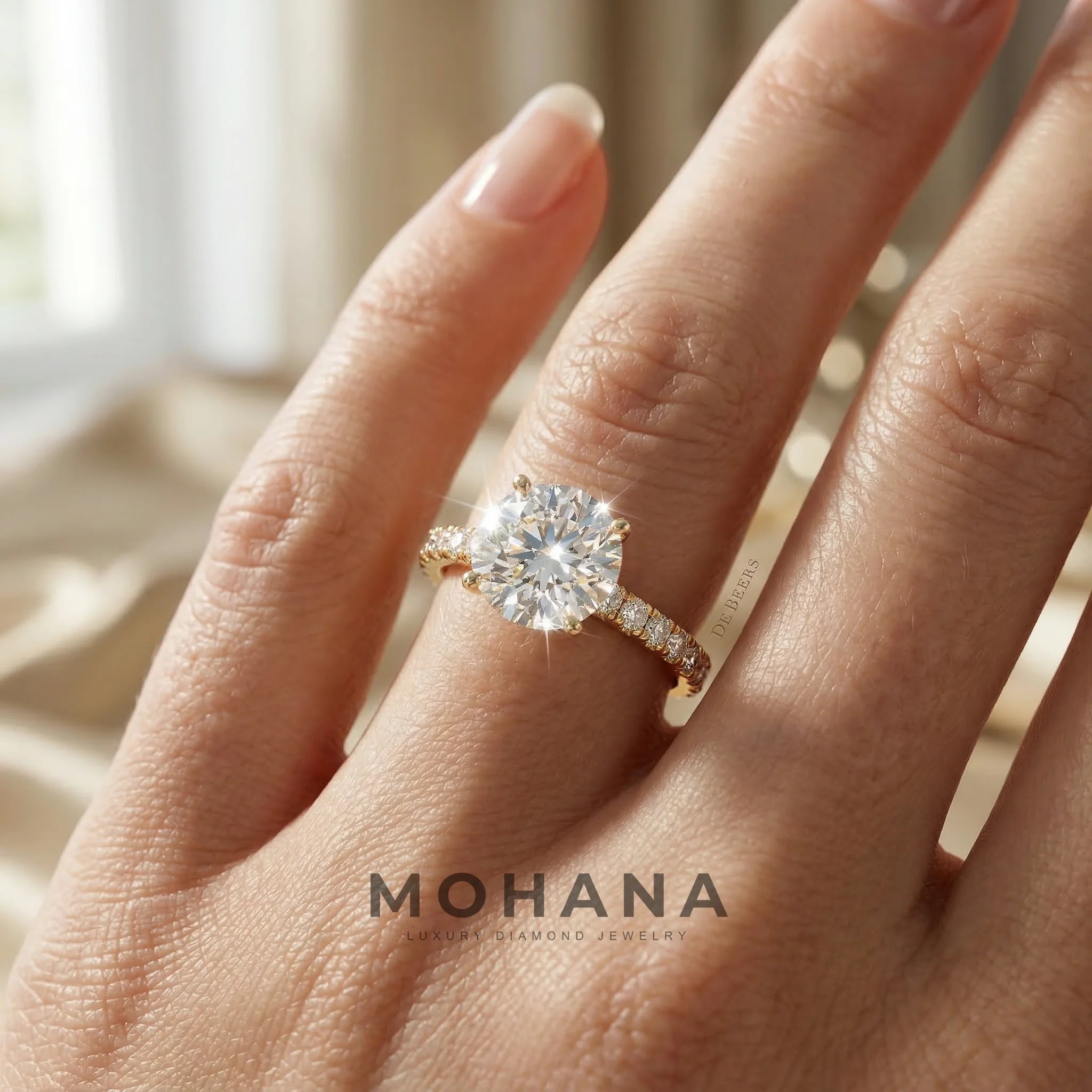 1.5 Carat E VVS Round Lab Grown Diamond Engagement Ring Classic Pave Set