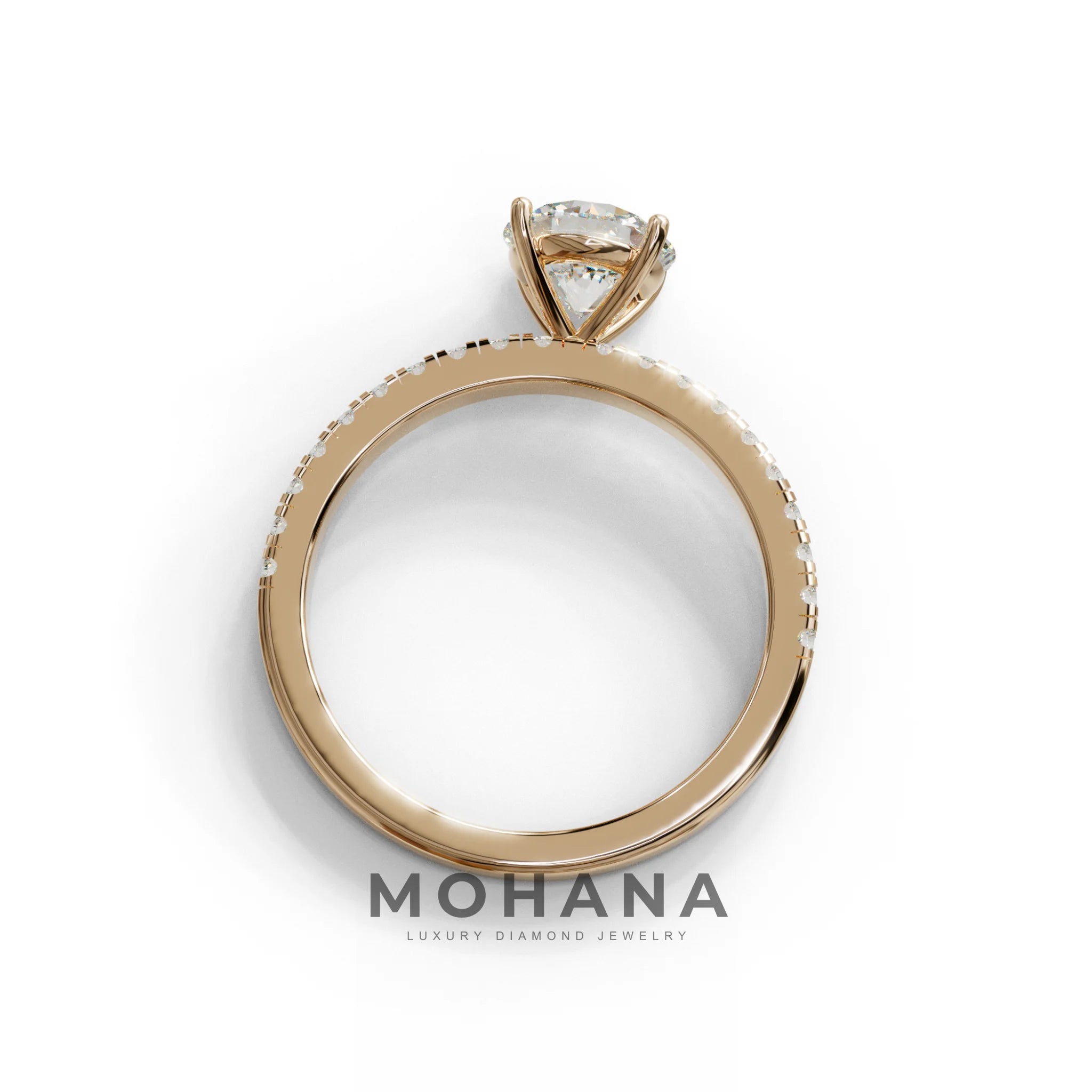 1.5 Carat E VVS Round Lab Diamond Ring - Classic Pave Set Ring