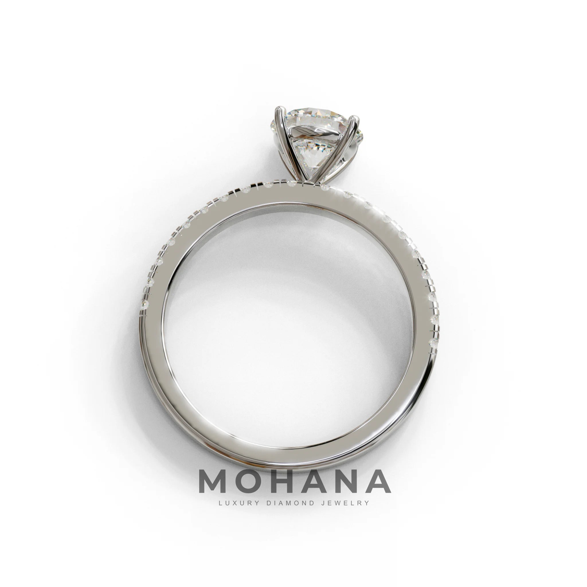 1.5 Carat E VVS Round Lab Diamond Ring - Classic Pave Set Ring