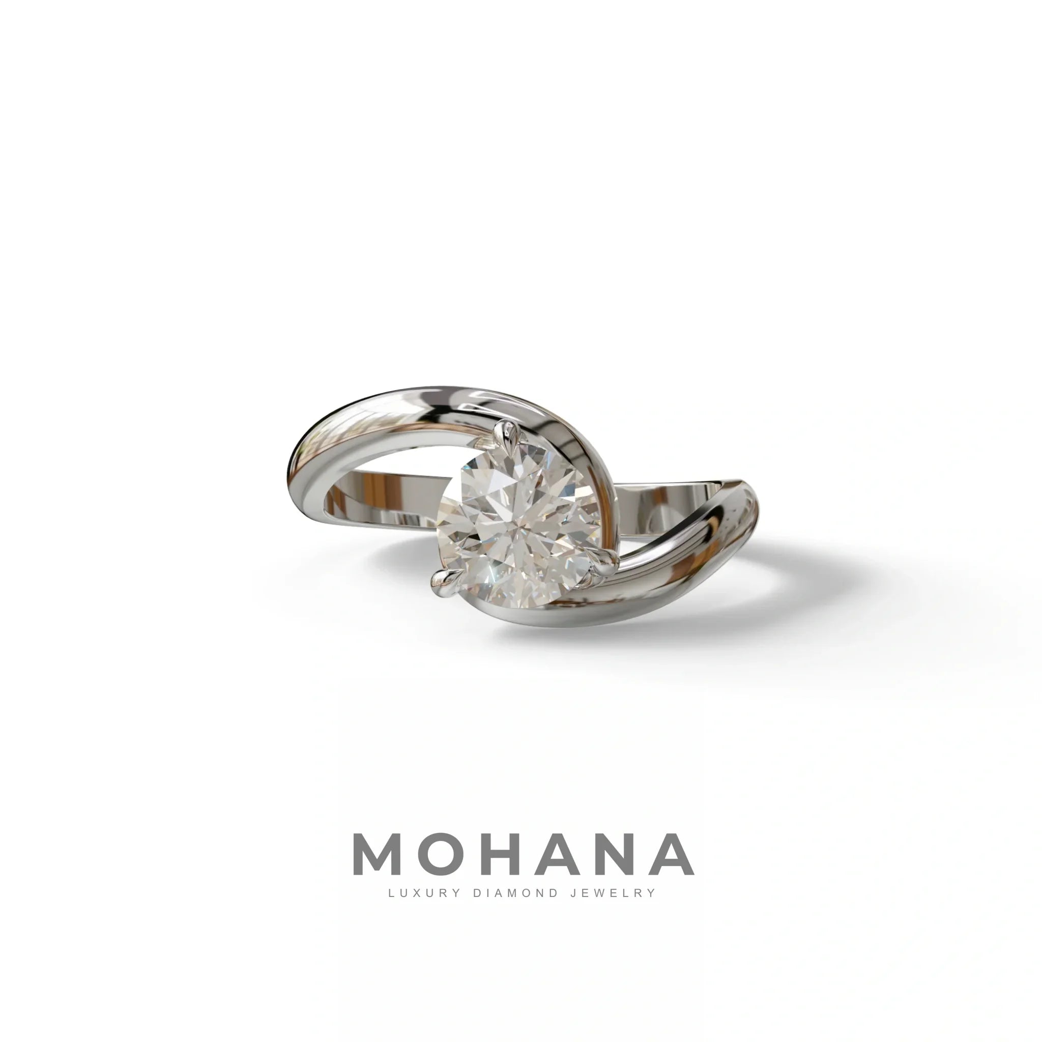 E VVS 1.5 Carat Round Cut Solitaire Lab Diamond Ring - Tauras - 10K Solid Gold / White Gold