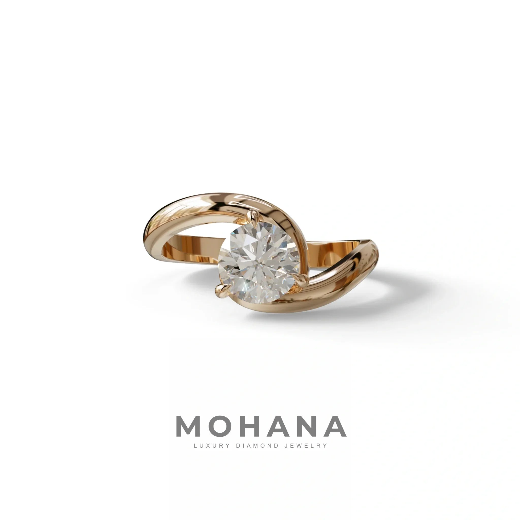 E VVS 1.5 Carat Round Cut Solitaire Lab Diamond Ring - Tauras - 10K Solid Gold / Rose Gold