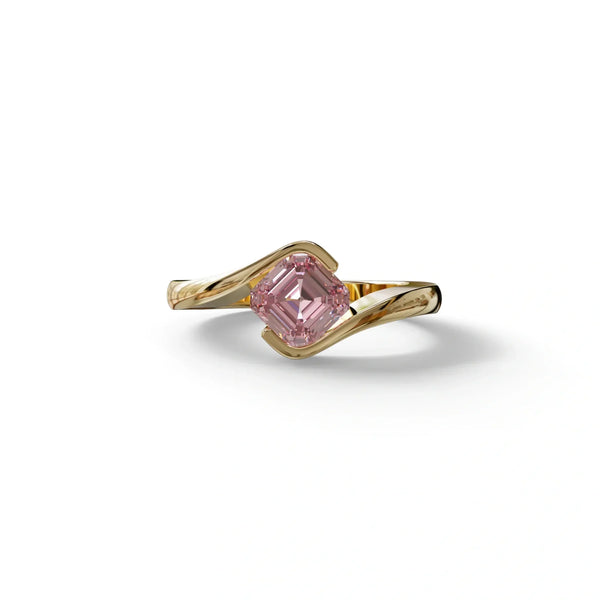 1.5 Carat Pink Lab Grown Diamond Engagement Ring – Asscher Cut Bezel | Aquarius