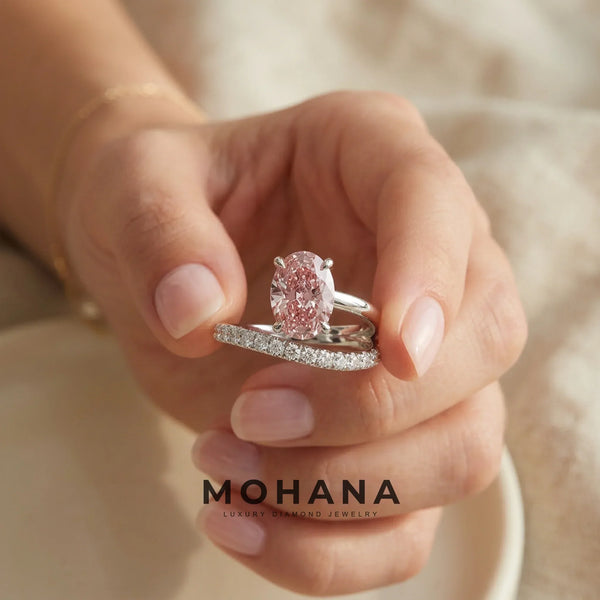 1.5 Carat Pink Lab Grown Diamond Engagement Ring – Oval Cut Bypass alternate view