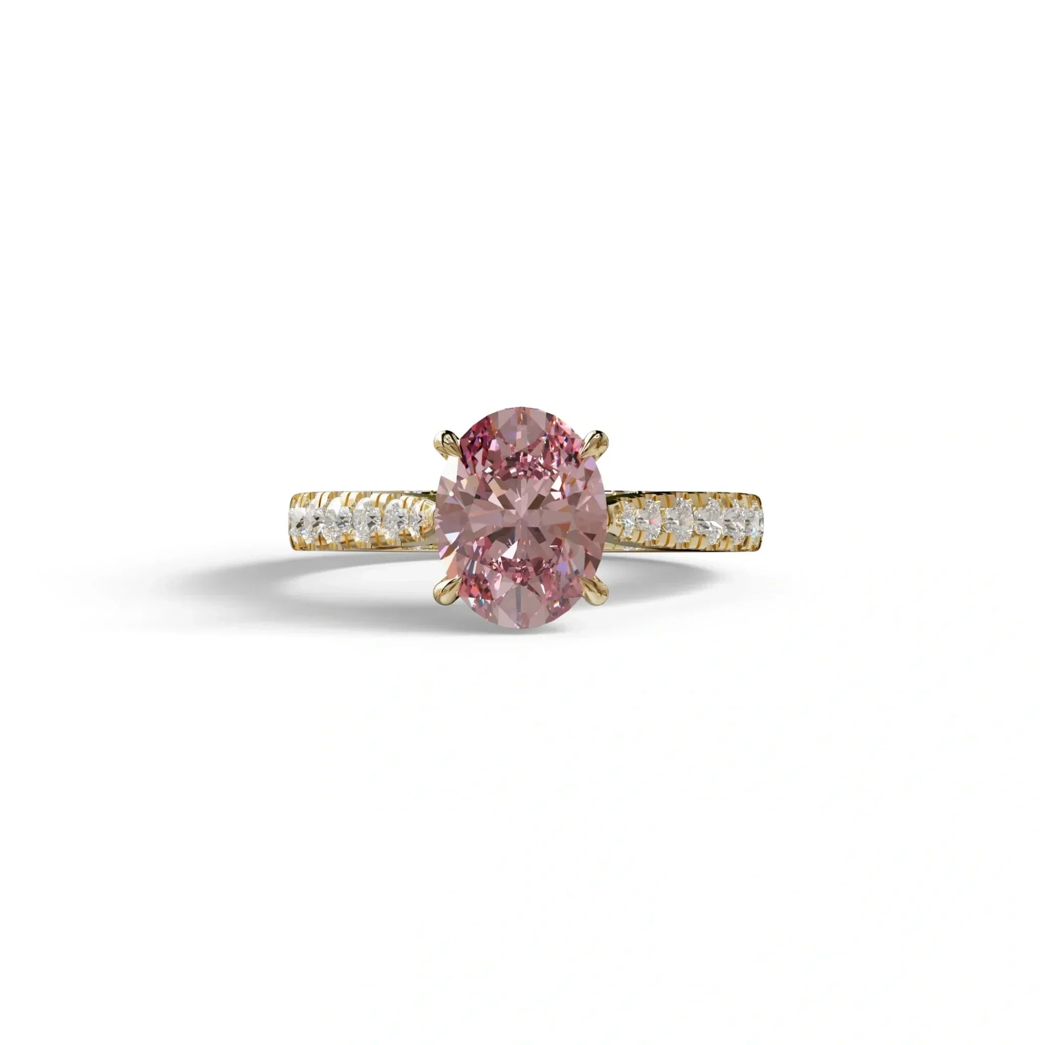 1.50 Carat Pink Oval Cut Lab Diamond Engagement Ring - Scorpio - 10K Solid Gold / Yellow Gold