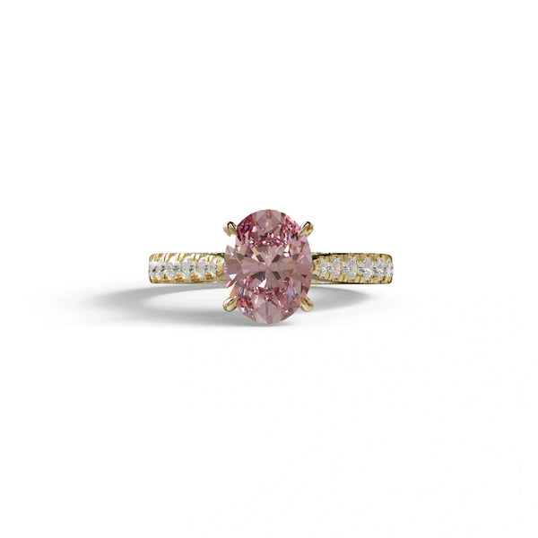 1.5 Carat Pink Lab Grown Diamond Engagement Ring – Oval Cut Halo | Scorpio