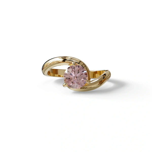 1.5 Carat Pink Lab Grown Diamond Engagement Ring – Round Cut Solitaire | Tauras