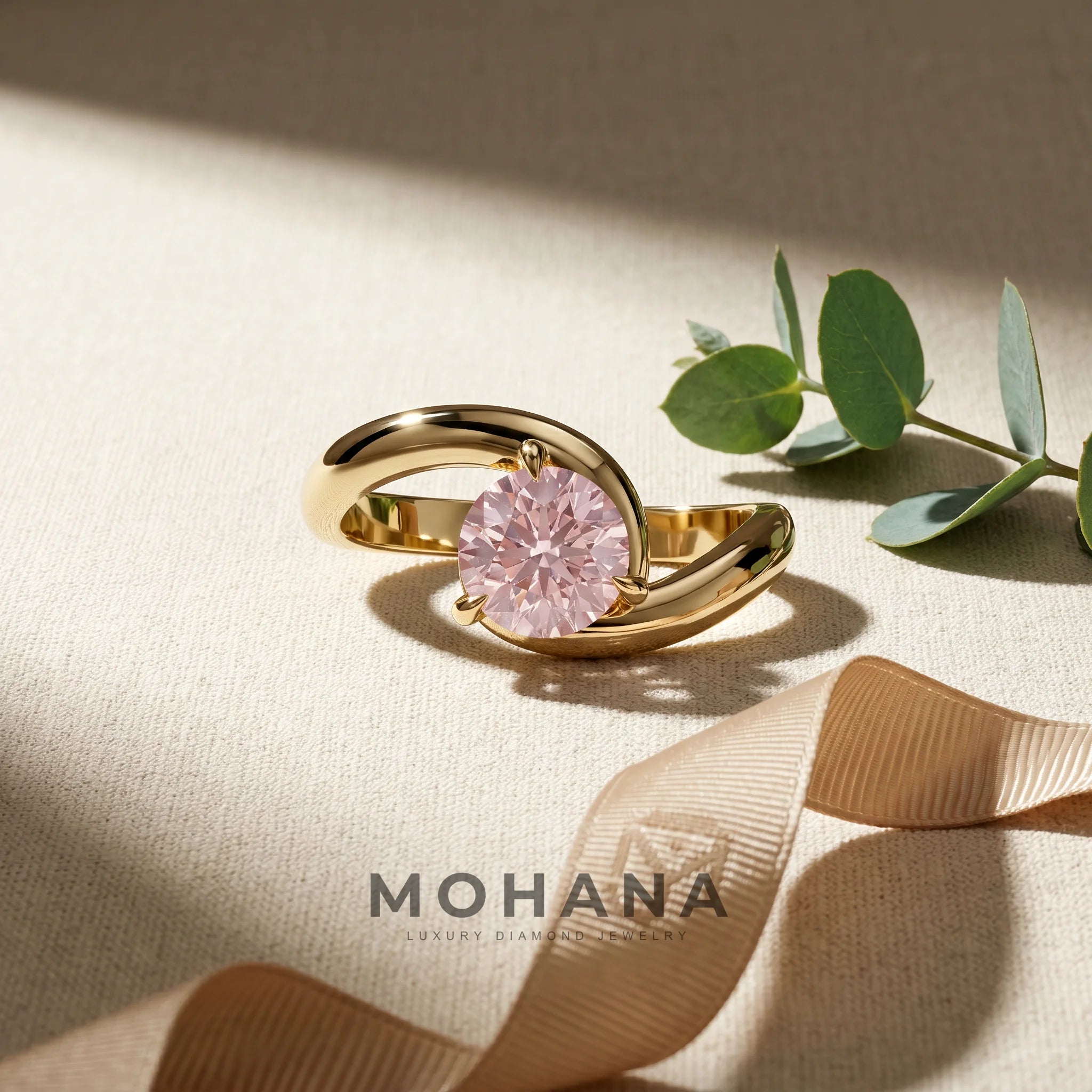 1.5 Carat Pink Lab Grown Diamond Engagement Ring – Round Cut Solitaire | Tauras - Engagement Ring