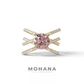 1.5 Carat Pink Round Cut Criss Cross Lab Diamond Ring - Elegant - 10K Solid Gold / Yellow Gold