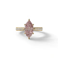 1.5 Carat Pink Marquise Cut Lab Diamond Hidden Halo & Pave Ring - Ash - 10K Solid Gold / Yellow Gold