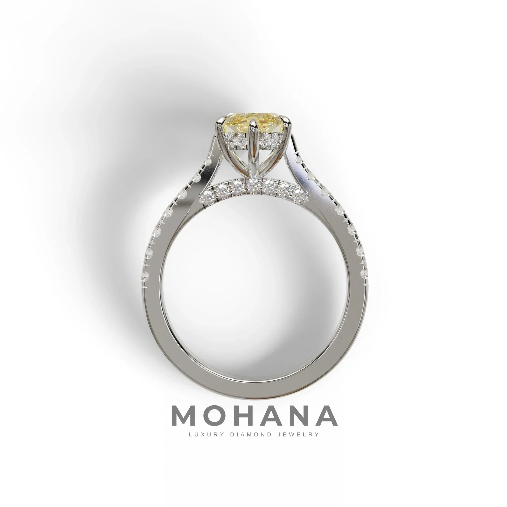 1.5 Carat Yellow Marquise Cut Lab Diamond Hidden Halo & Pave Ring - Ash