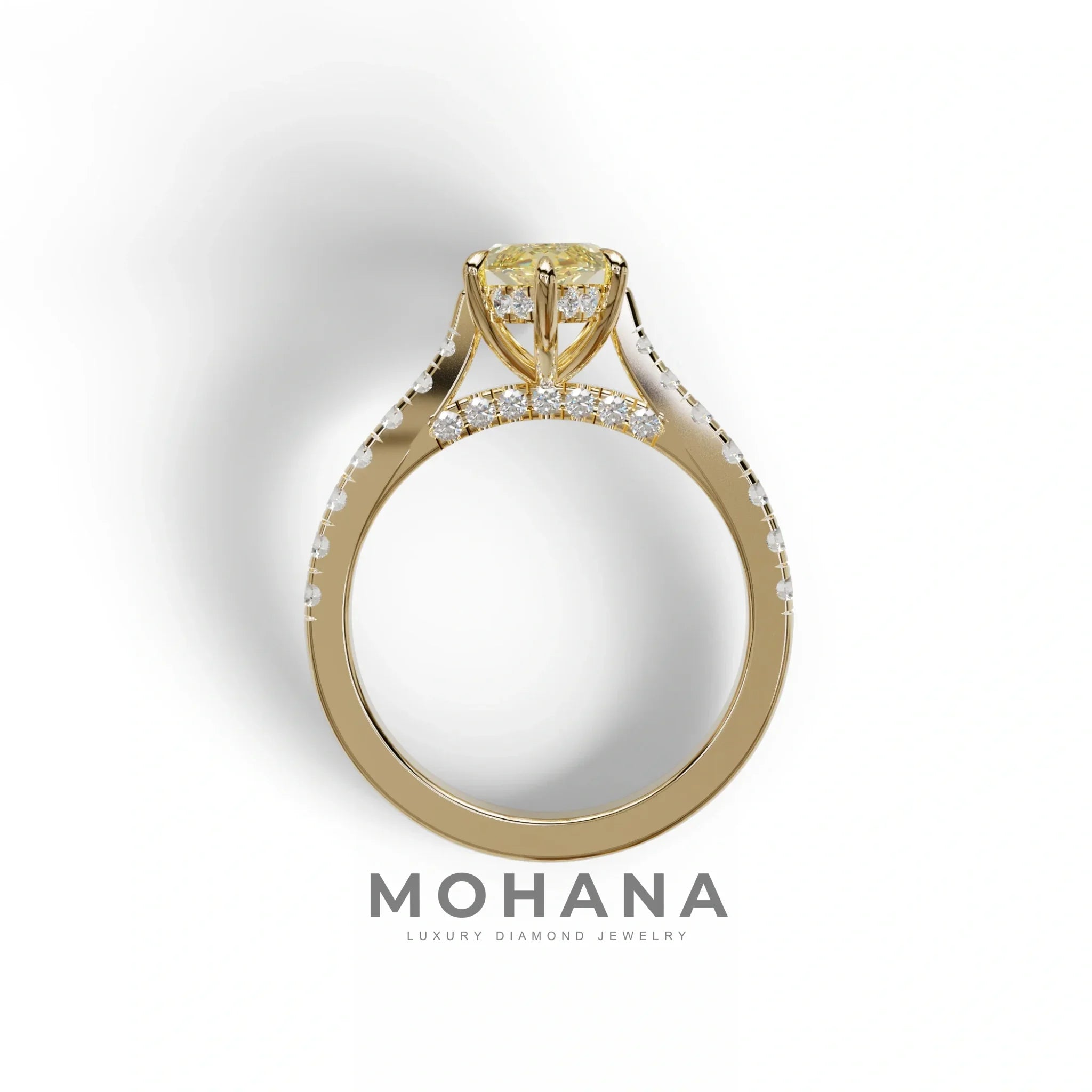 1.5 Carat Yellow Marquise Cut Lab Diamond Hidden Halo & Pave Ring - Ash