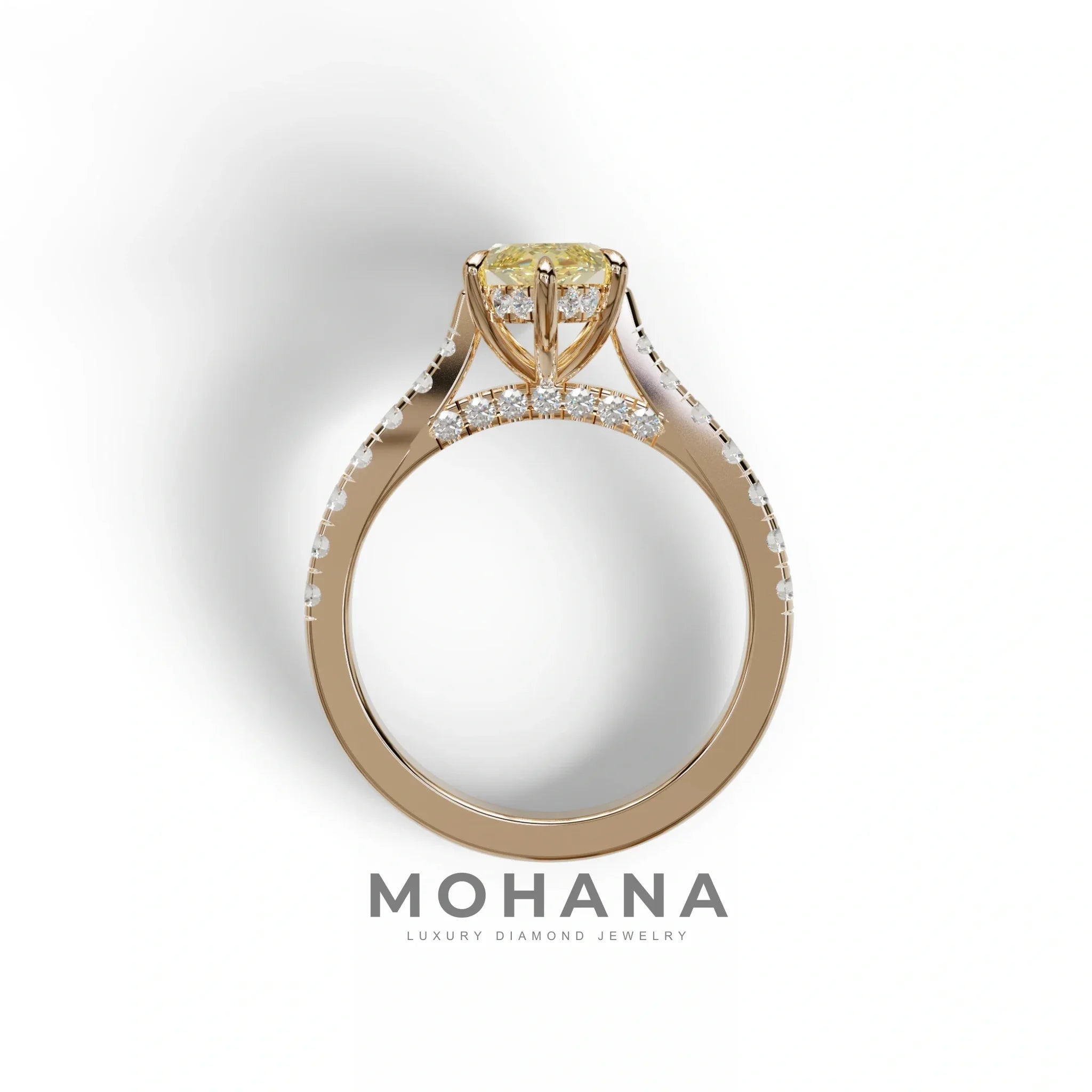 1.5 Carat Yellow Marquise Cut Lab Diamond Hidden Halo & Pave Ring - Ash