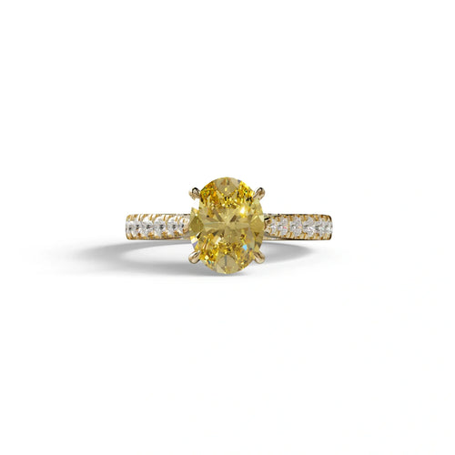 1.50 Carat Yellow Oval Cut Lab Diamond Engagement Ring - Scorpio - 10K Solid Gold / Yellow Gold