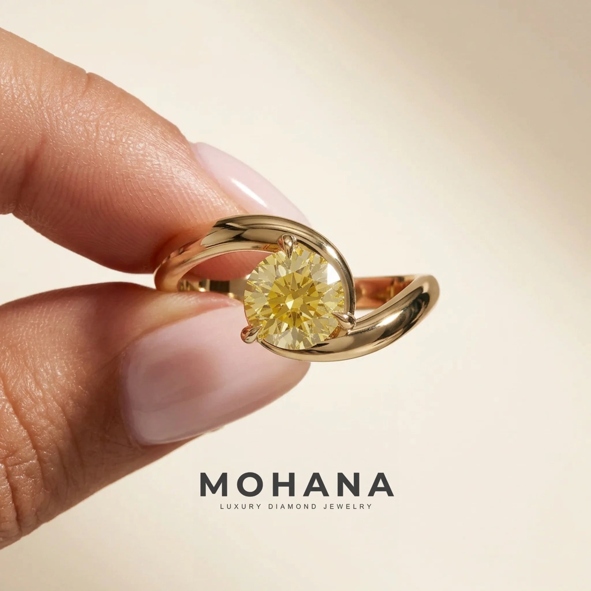 1.5 Carat Yellow Lab Grown Diamond Engagement Ring – Round Cut Solitaire | Tauras - Engagement Ring