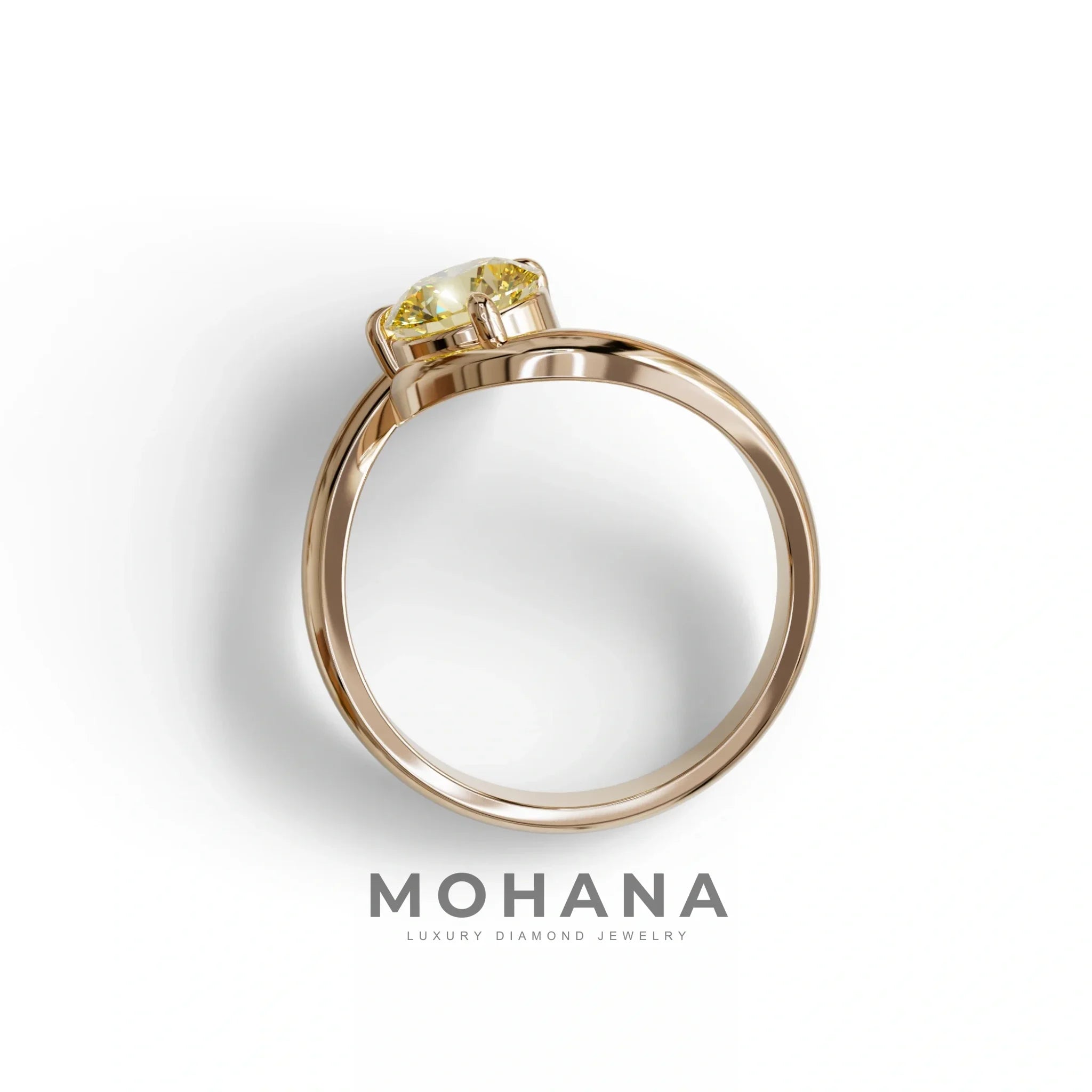 1.5 Carat Yellow Round Cut Solitaire Lab Diamond Ring - Tauras