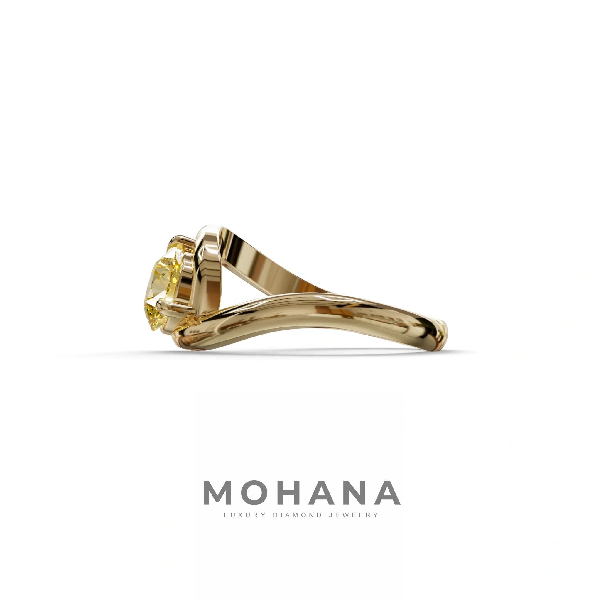 1.5 Carat Yellow Round Cut Solitaire Lab Diamond Ring - Tauras
