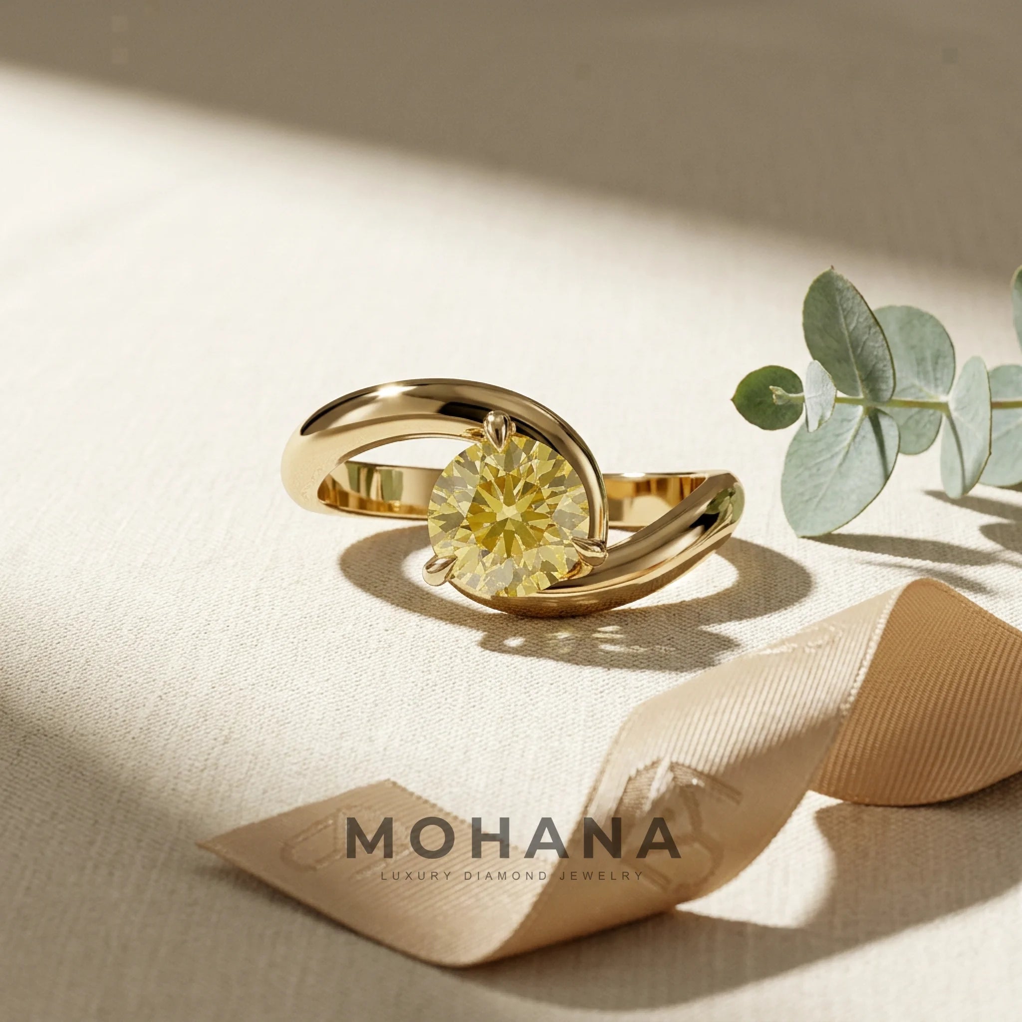 1.5 Carat Yellow Lab Grown Diamond Engagement Ring – Round Cut Solitaire | Tauras - Engagement Ring