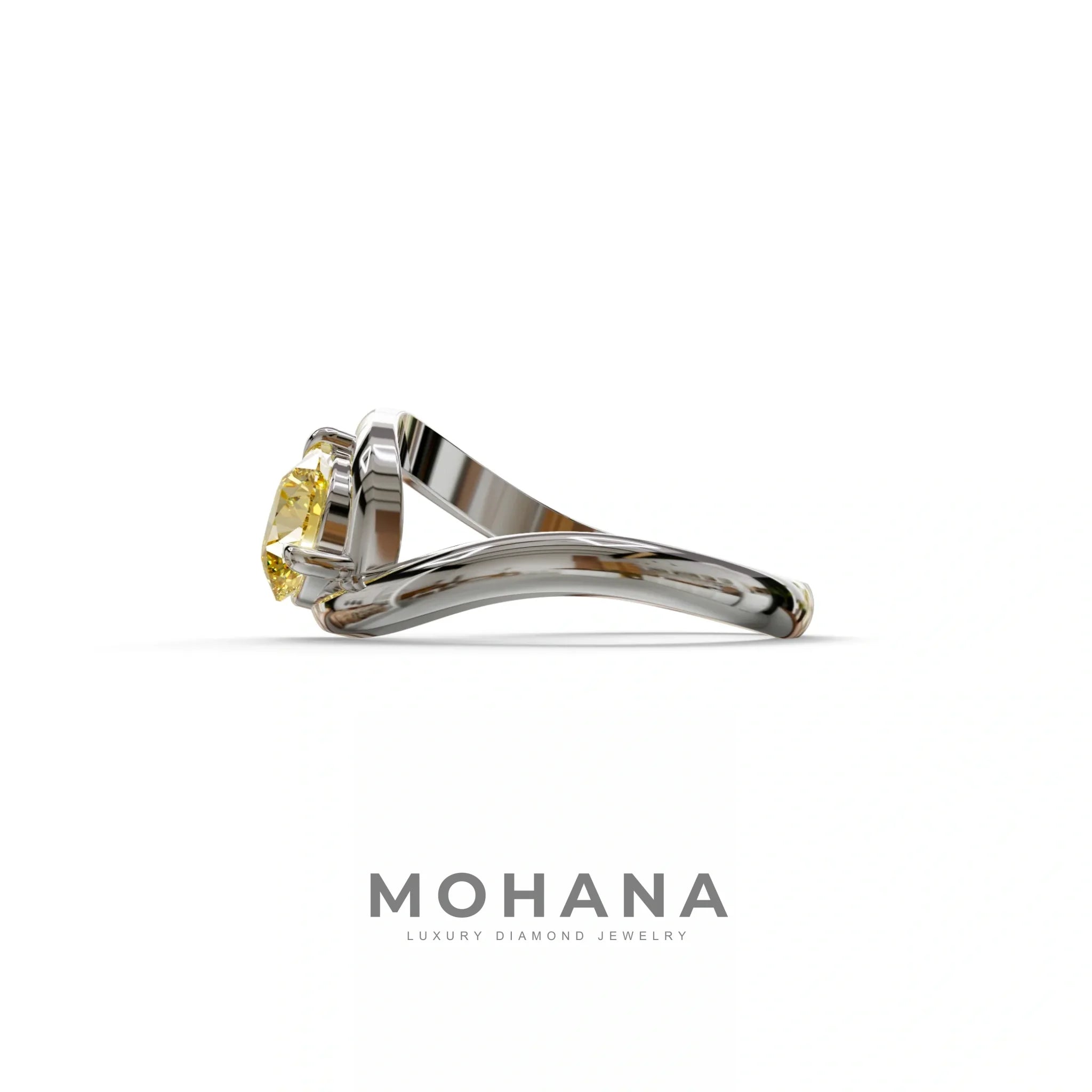 1.5 Carat Yellow Round Cut Solitaire Lab Diamond Ring - Tauras