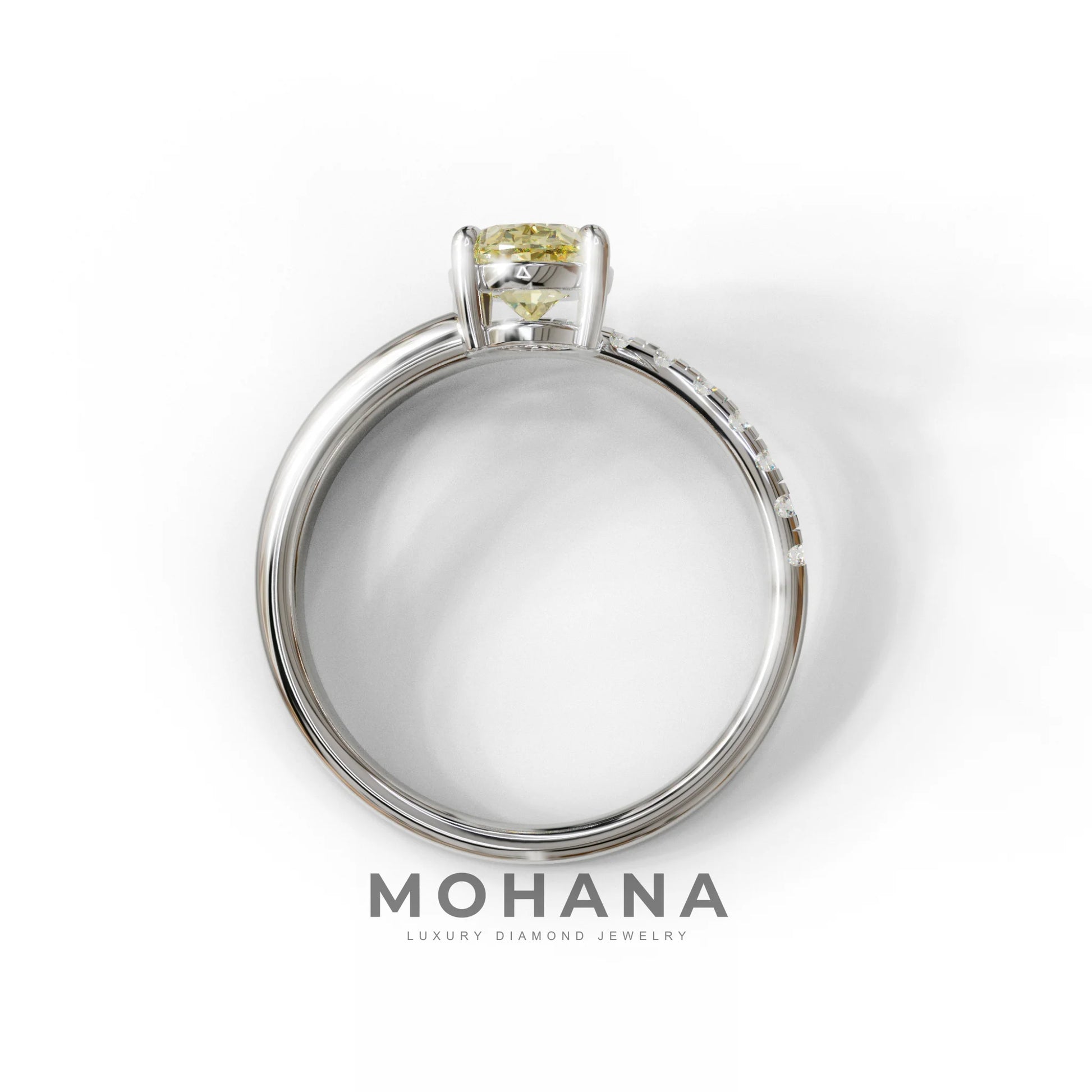 1.5 Carat S-Curve Yellow Oval Diamond Pave-set Diamond Ring - Bypass