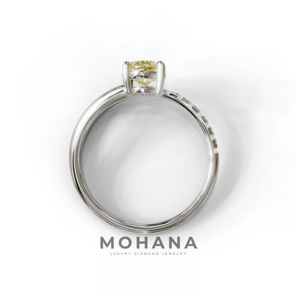1.5 Carat S-Curve Yellow Oval Diamond Pave-set Diamond Ring - Bypass