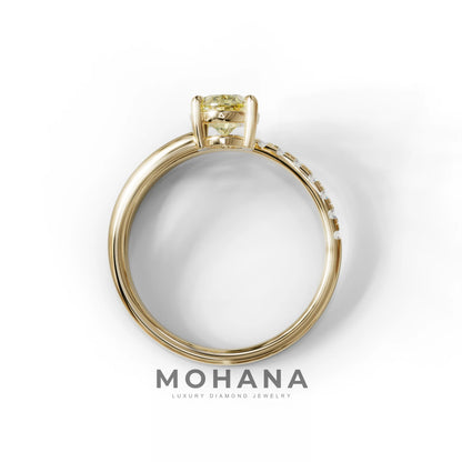 1.5 Carat S-Curve Yellow Oval Diamond Pave-set Diamond Ring - Bypass